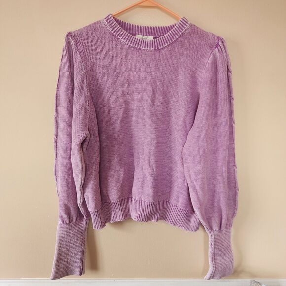 Easel Sweater Womens Small Orchid Mineral Washed Peasant Blousy Top - Picture 1 of 11
